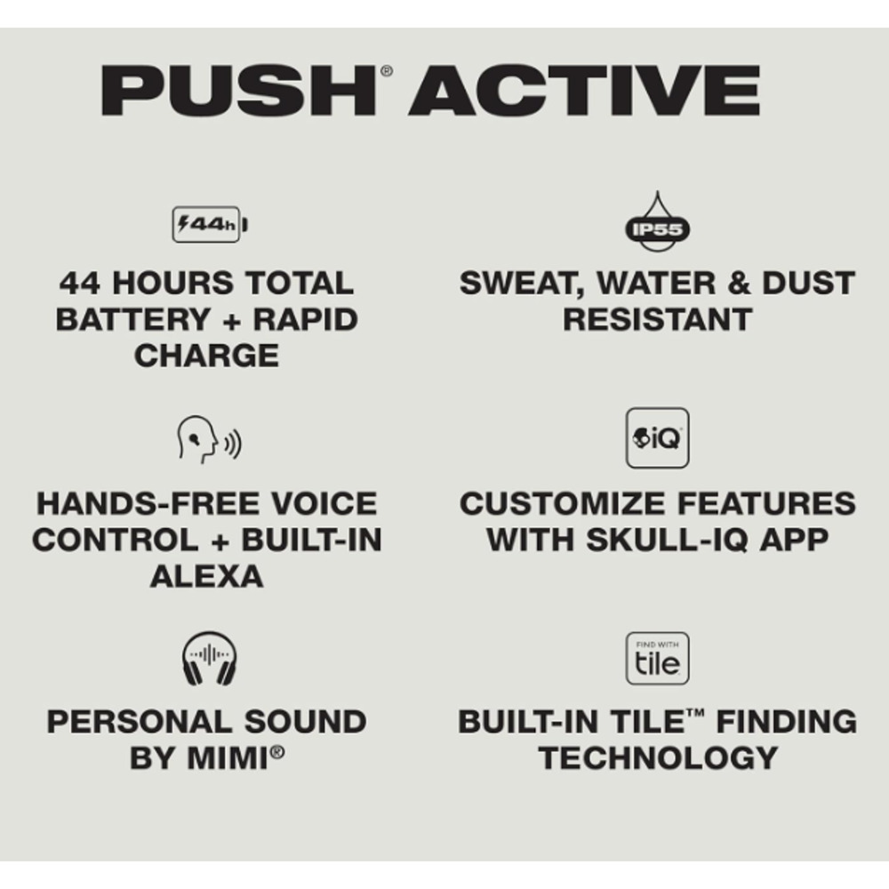 Skullcandy - Push Active True Wireless Sport Earbuds - Black/Orange - Picture 5 of 6